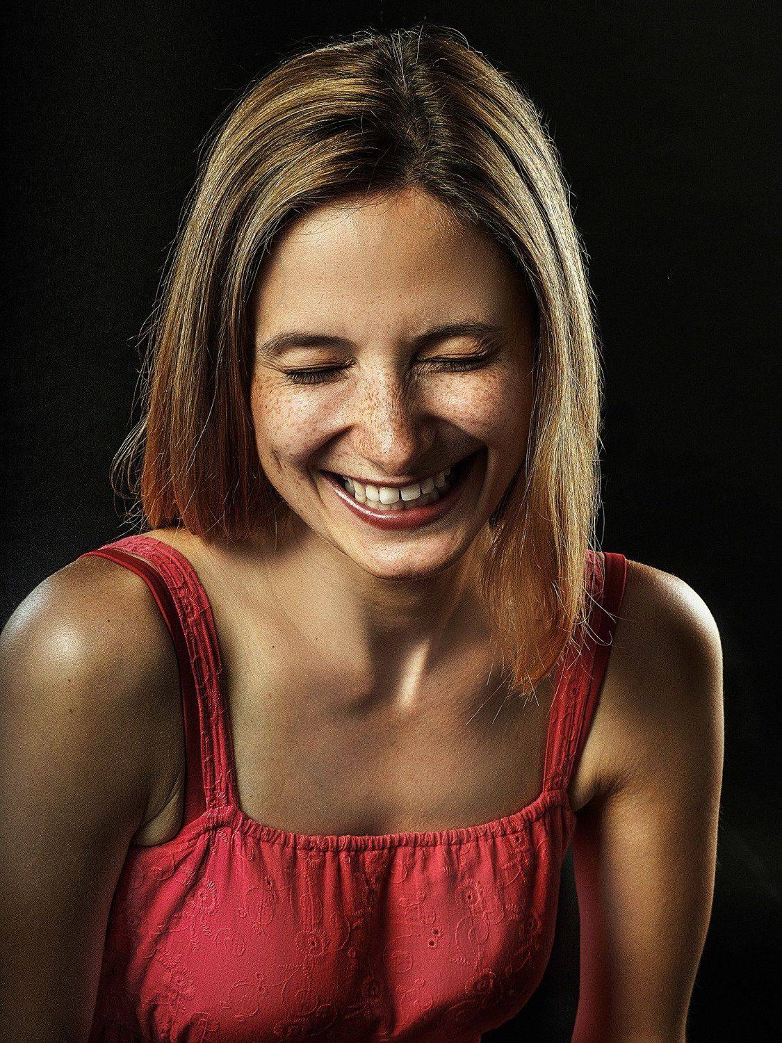 портрет, женщина, смех, Алексей Школдин