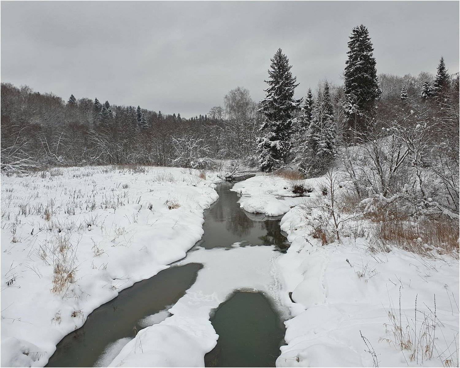 река, деревья, пейзаж, проталины, Куликова Ирина