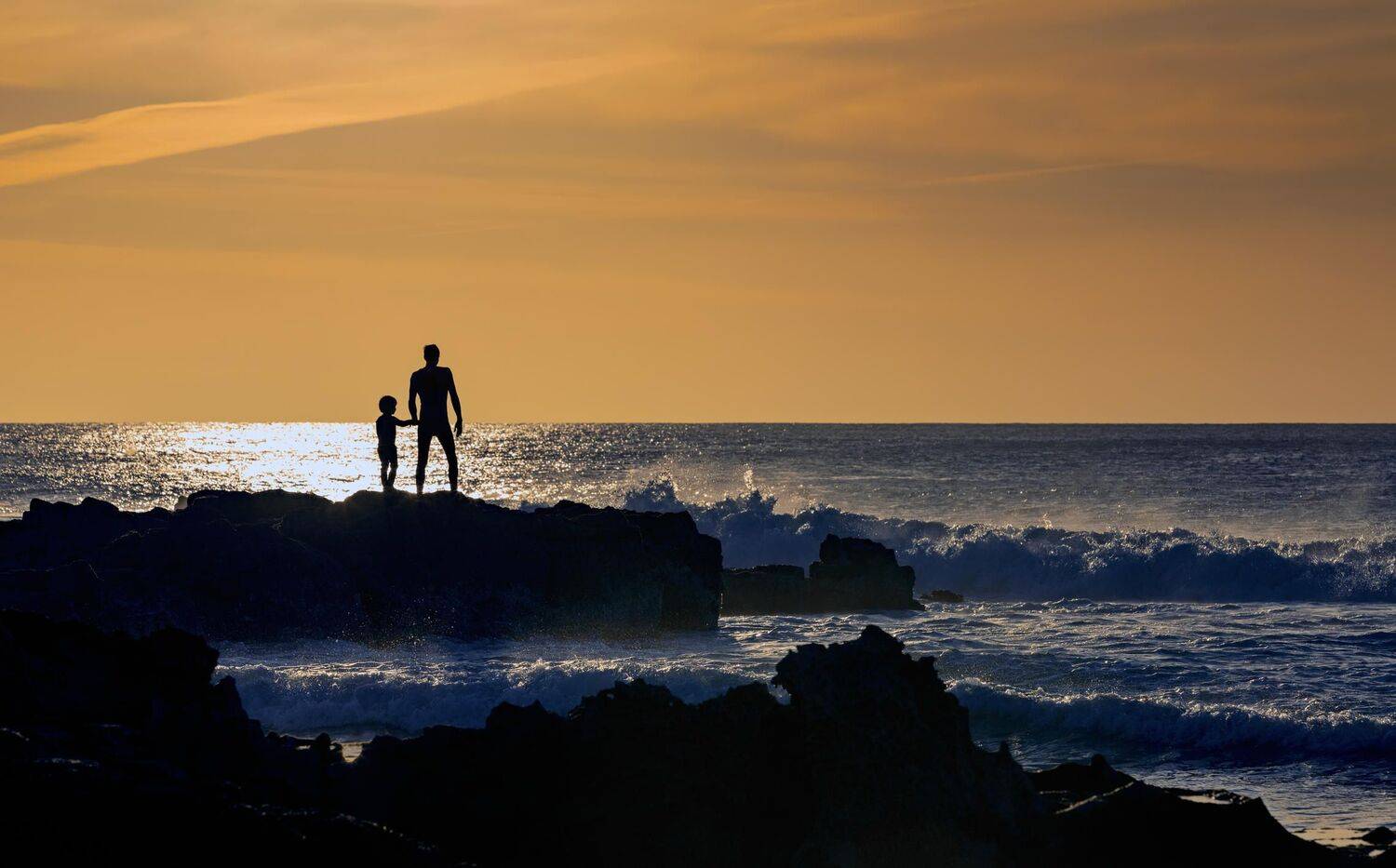 океан, закат, люди, фигуры, Александр Безмолитвенный