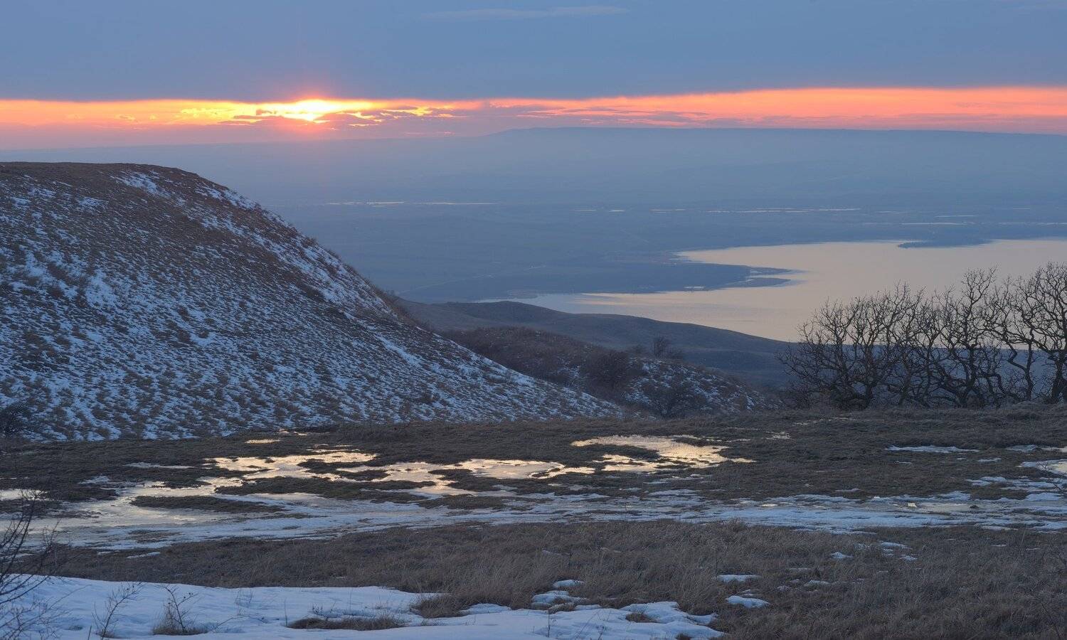 зима снег вечер закат, Александр Жарников