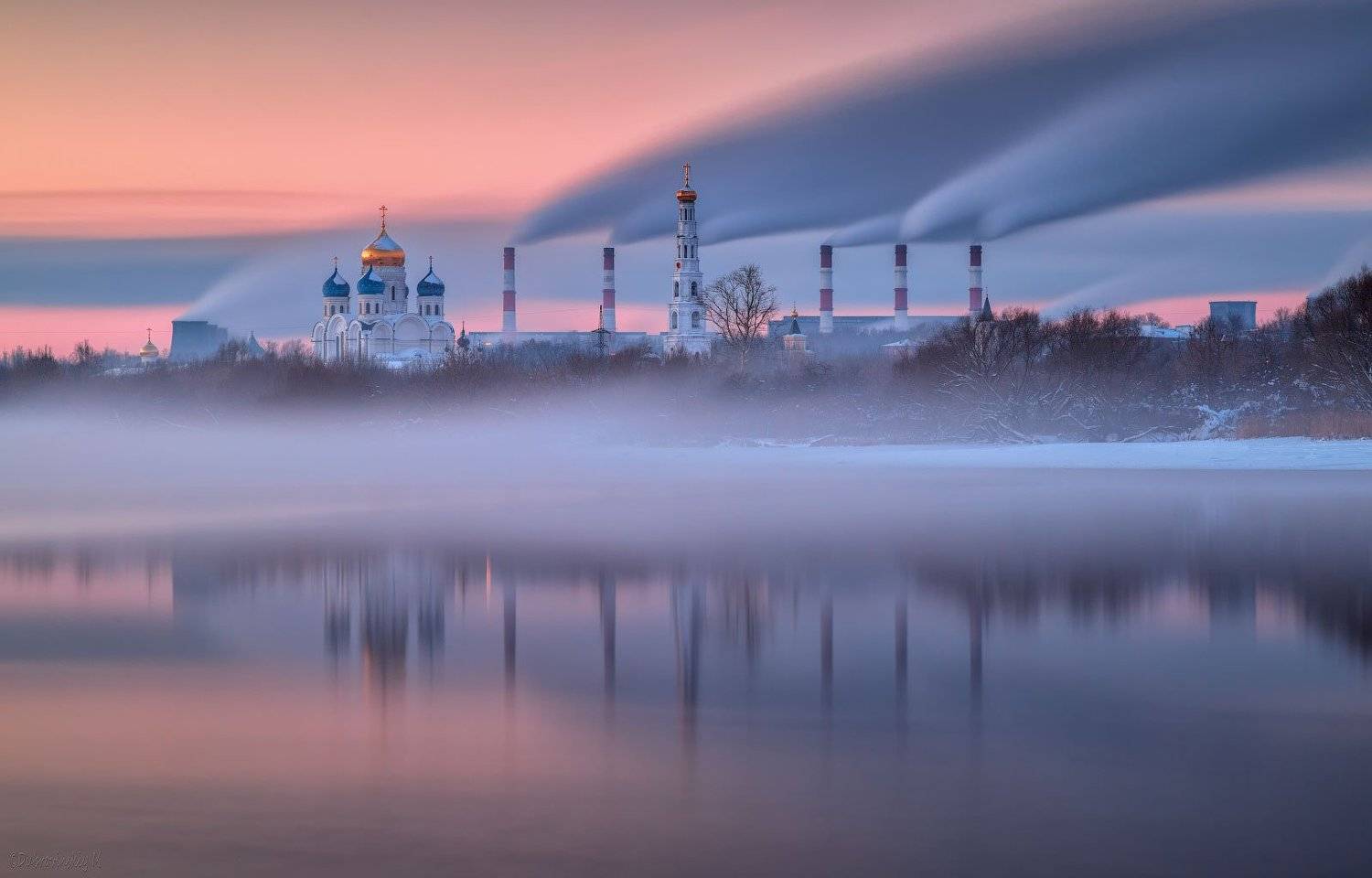 дзержинский, московская область, тэц, трубы, дым, река, монастырь, Михаил Дубровинский