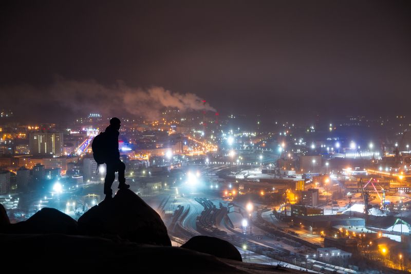 ночь туман россия мурманск порт город Городской исследователь фото превью