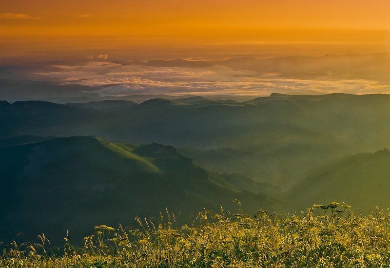 кавказ, горы, утро, рассвет И БЫЛО УТРО  И ПРОСЫПАЛИСЬ ГОРЫ фото превью