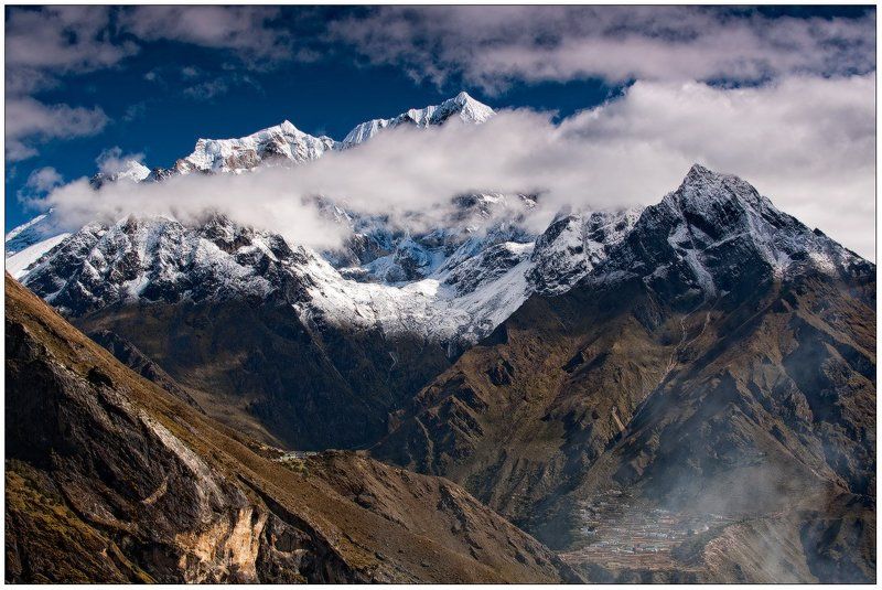 горы,деревня,облака,леднику,гималаи,непал поднебесная жизнь... фото превью