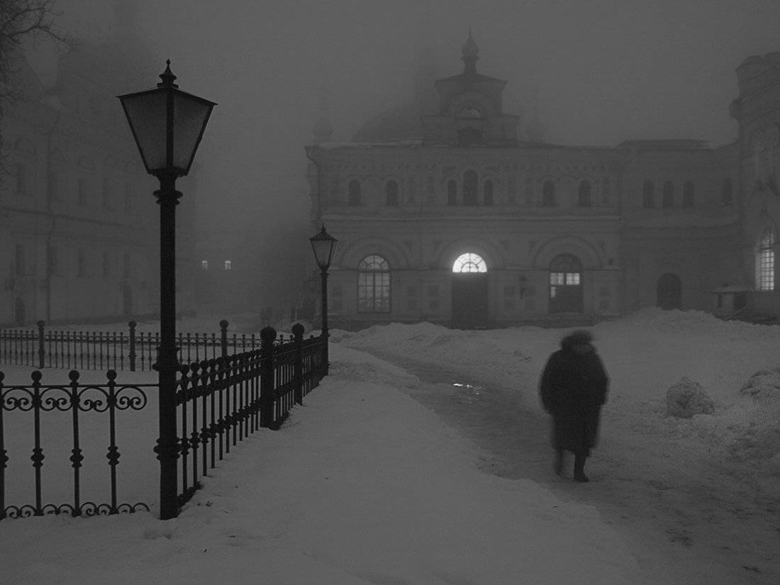 киев, лавра, вечер, зима, туман, Владимир Перепечаев