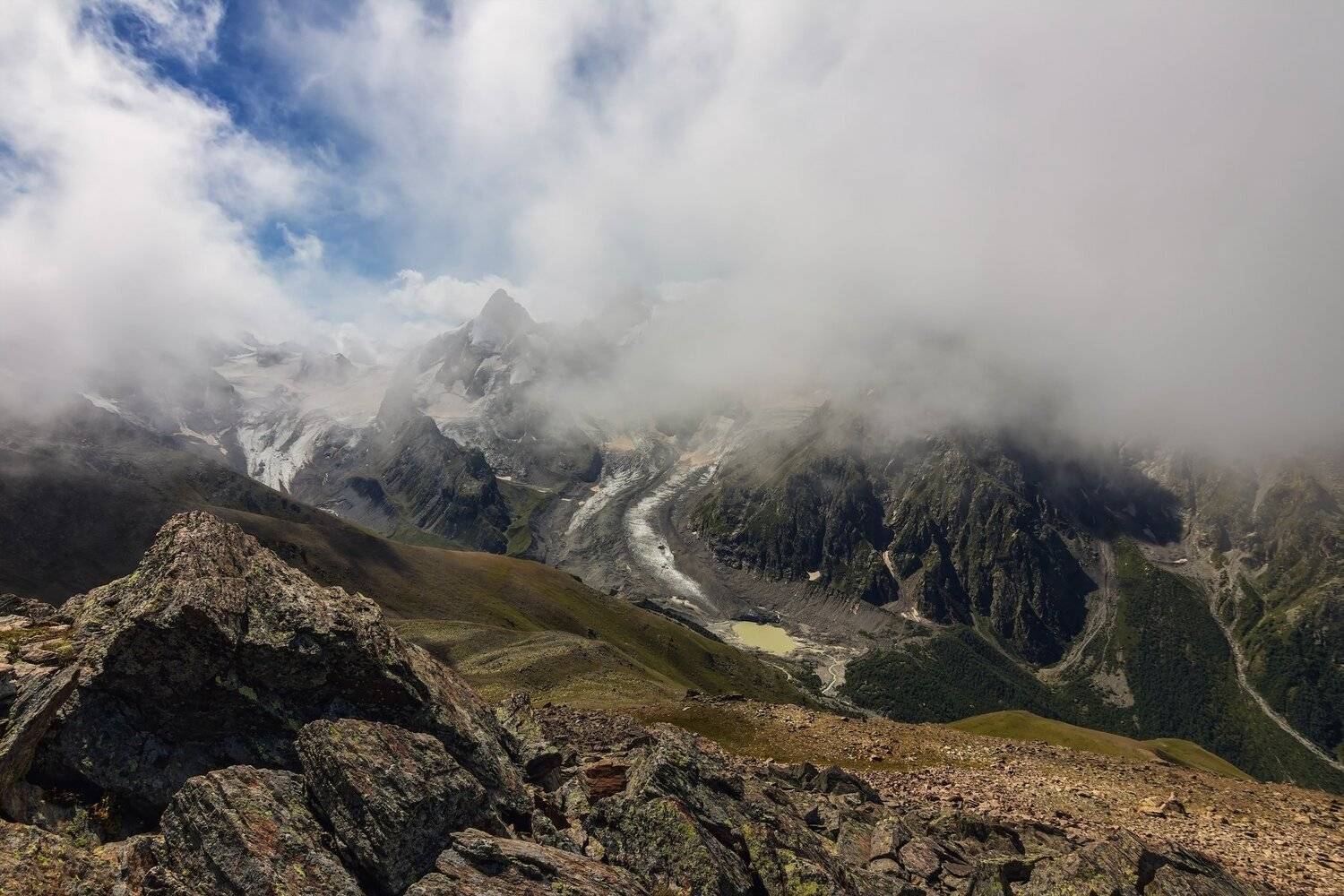 горы, облака, кавказ, Эстелла