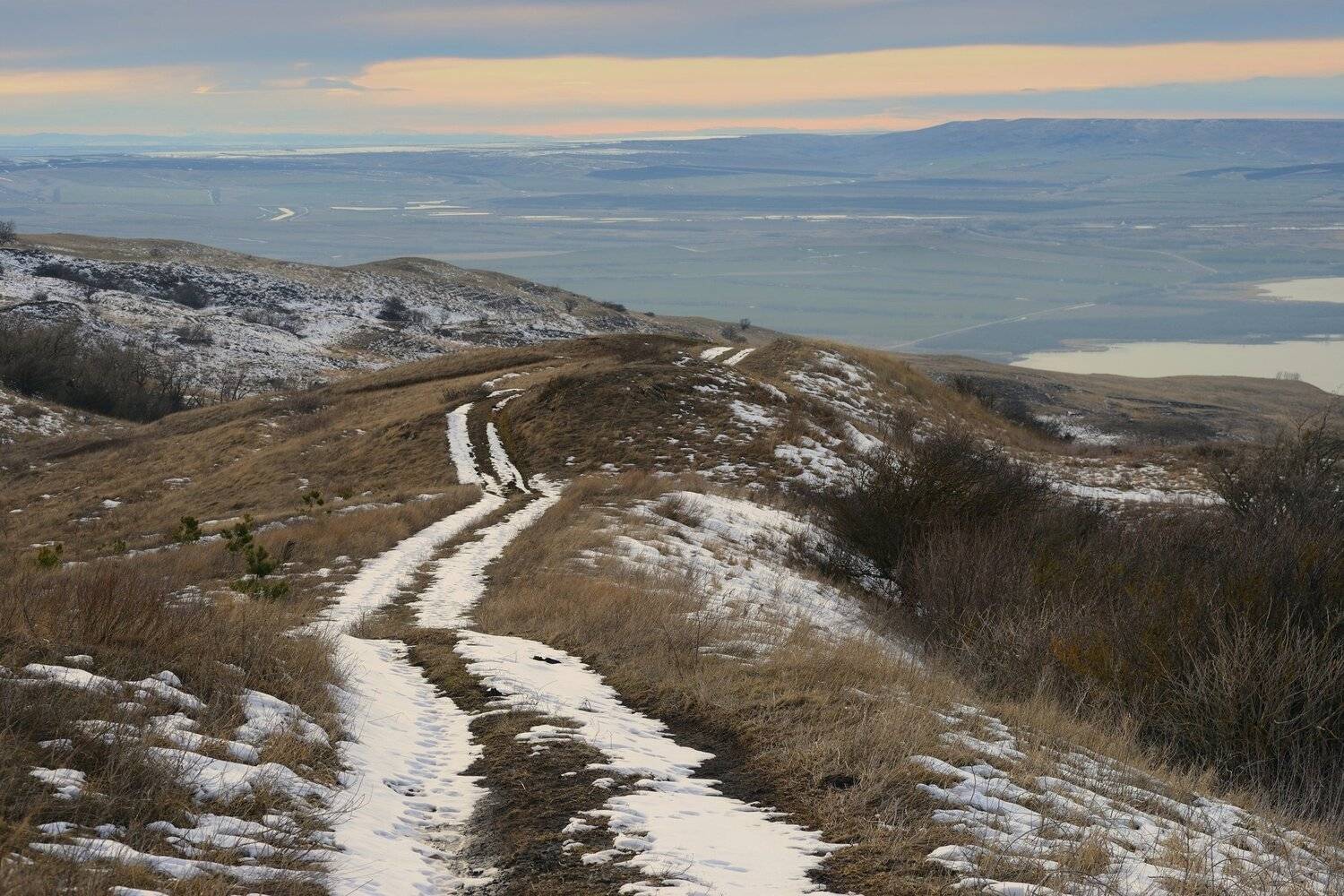 горы, зима, вечер, дорога, Александр Жарников