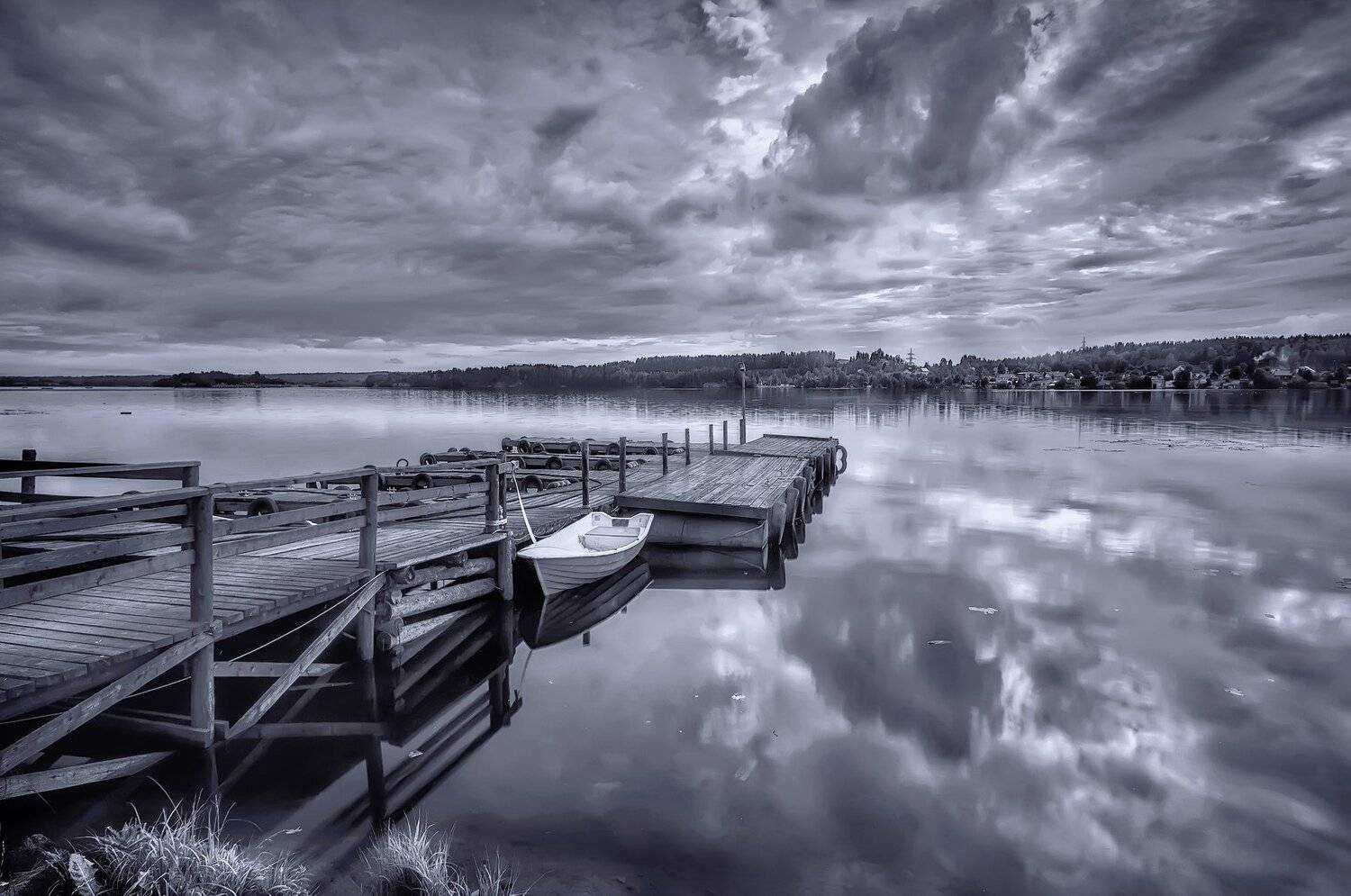 пейзаж,озеро,карелия,лодка,пирс,причал,берег,деревня, Тамара