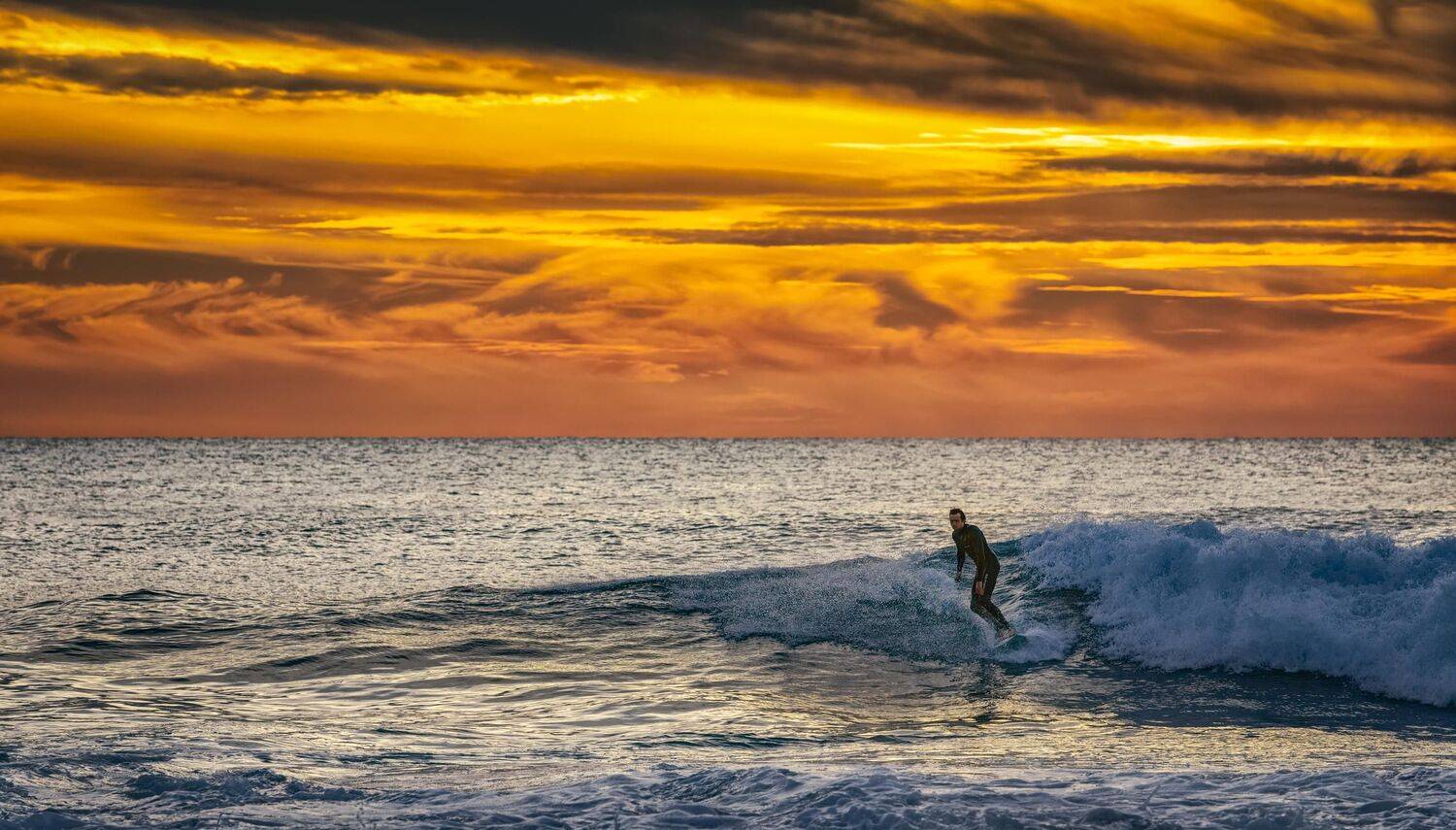 океан, волны, серфер, закат, Александр Безмолитвенный