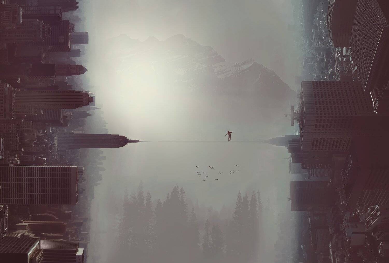 небо, подросток, город, высотка, облака, Sergii Vidov