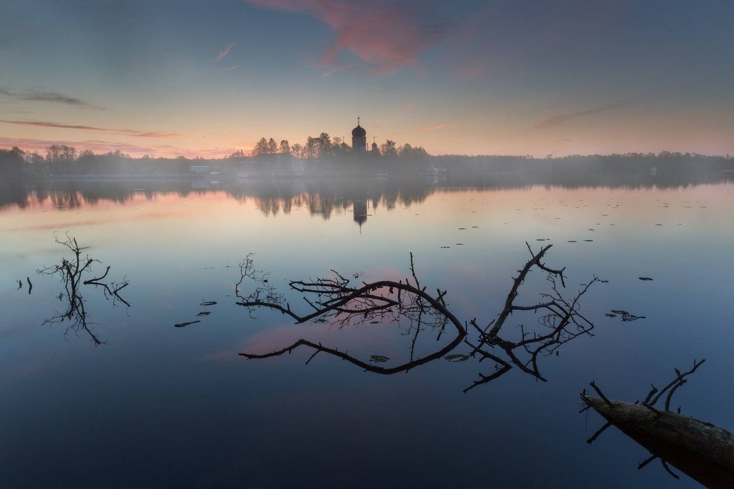 утро, Введенское, рассвет, оеро, Павел Попов