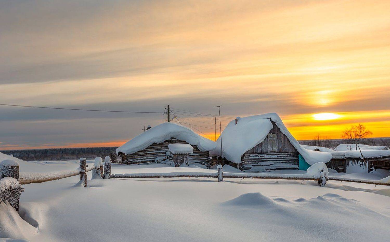 зима,коми,природа,север,закат,мороз,снег,деревня,иней,winter, komi, nature, north, sunset, frost, snow, village, frost, Игорь Триер