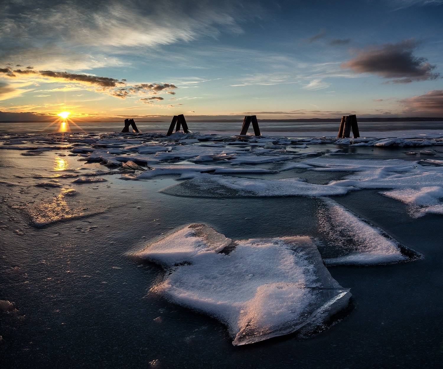 sunset,  landscape, nature, frozen, ice, closeup, , Ladislav Szab&oacute;