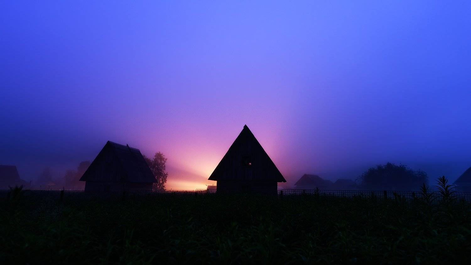 ночь деревня пейзаж, Сергей Скоробогатов