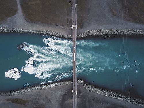 Glacier river crossing