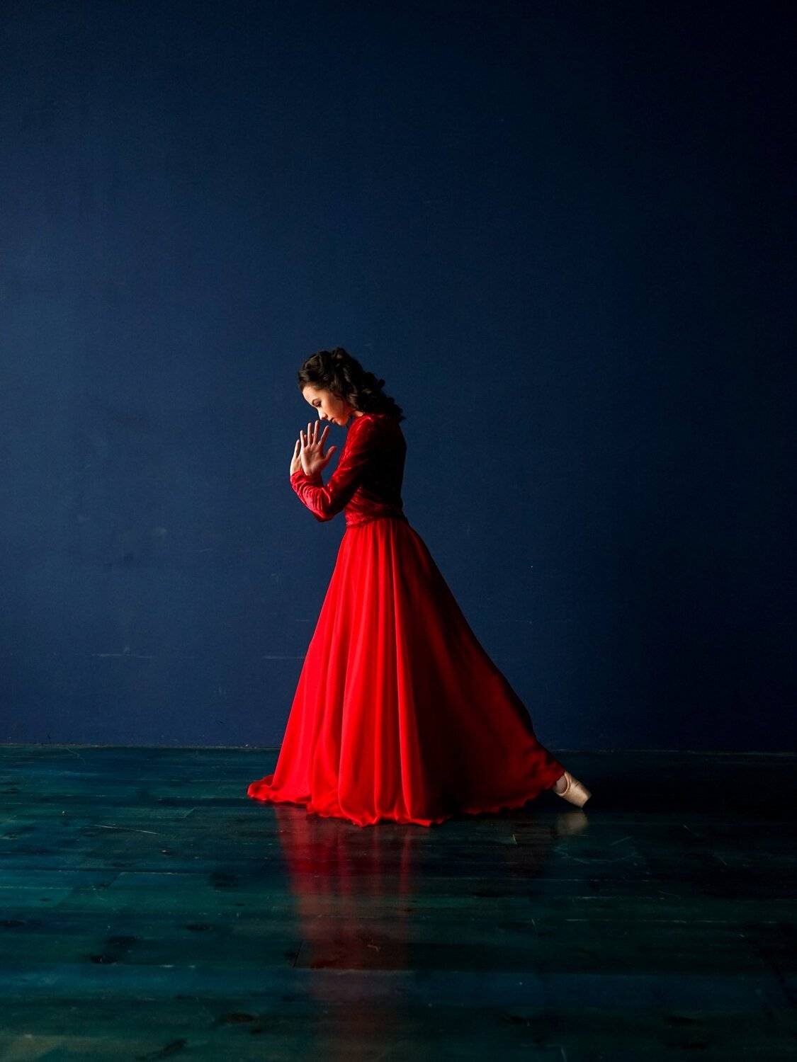 балет, балерина, студия, цвет, синий, платье, шифон, артист, танец, красный, Анна