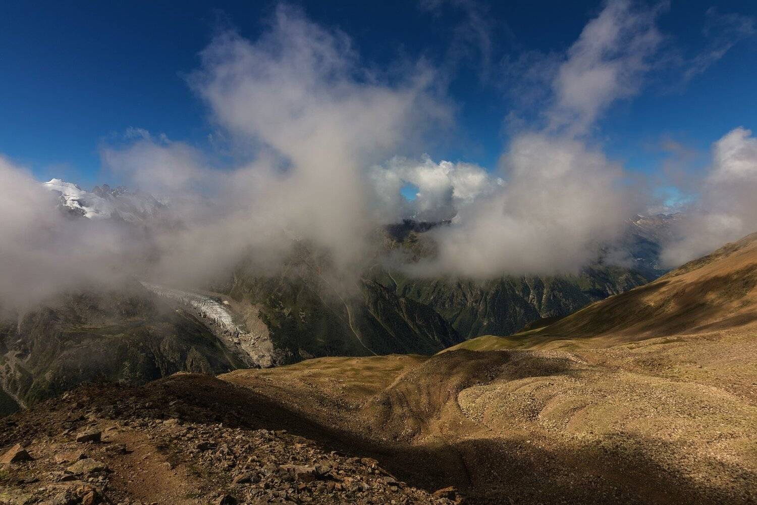 горы, восхождение, облака, кавказ, Эстелла
