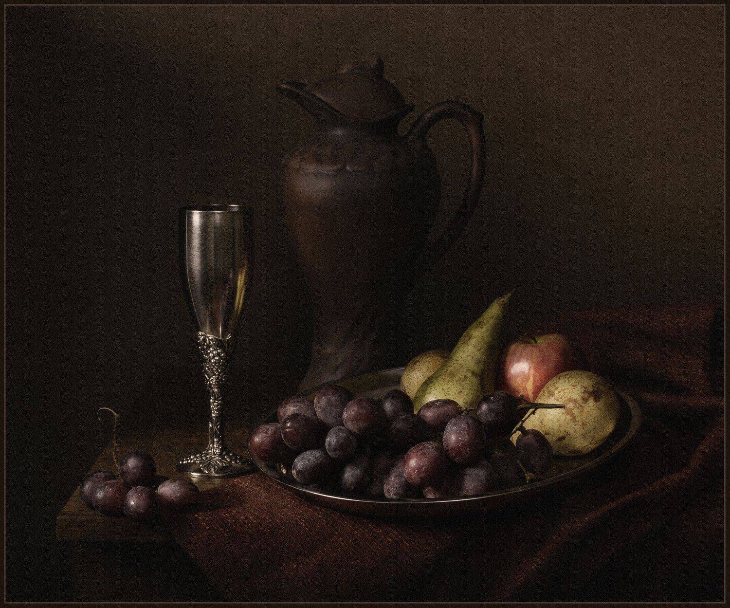 натюрморт, still life, виноград, бокал, кувшин, Андрей Угренинов