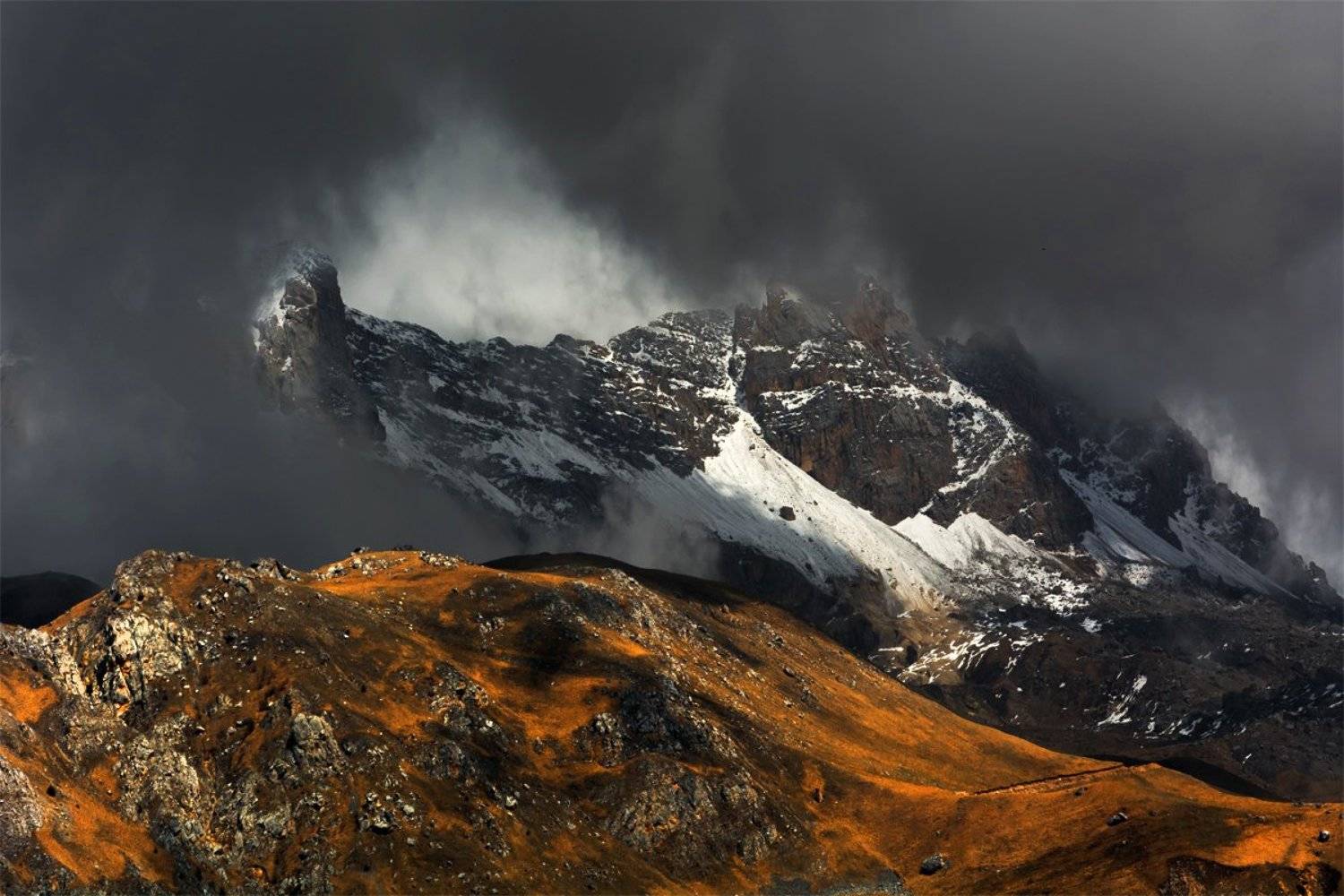 природа, пейзаж, горы, кавказ, природа россии, дикая природа, закат, свет, облака, вечер, весна,, Альберт Беляев