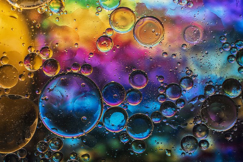 макро, макрофотография, макросъёмка, капли, масло, цвета  фото превью