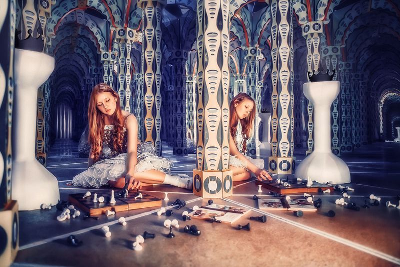 девушка, алиса, портрет, жанр, синий, сказка, girl, portrait, alice, fairytale, blue  фото превью