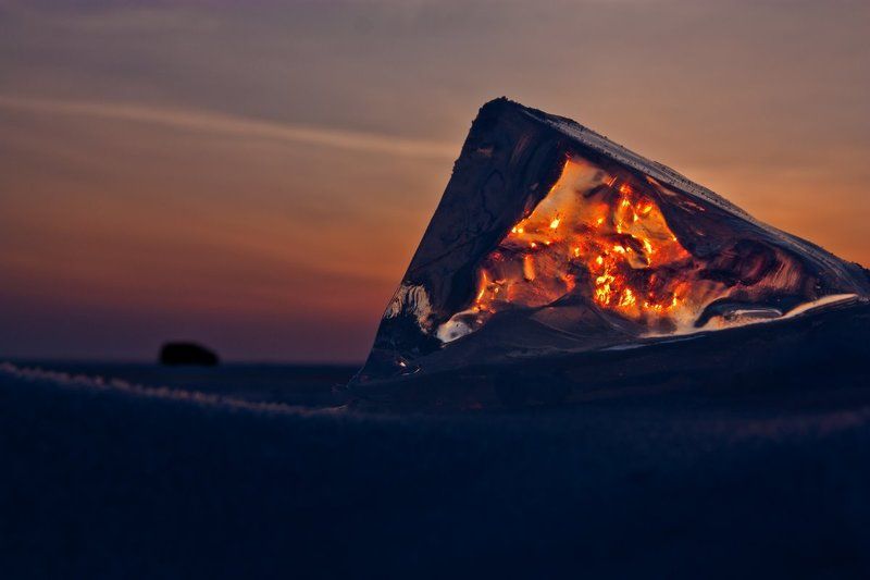 байкал Закат на льду Байкала фото превью