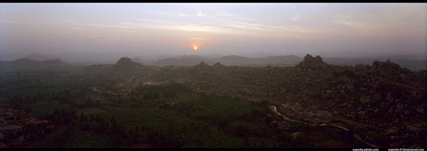 хампи, утро, индия, рассвет, камни, панорама, Павел Супрун