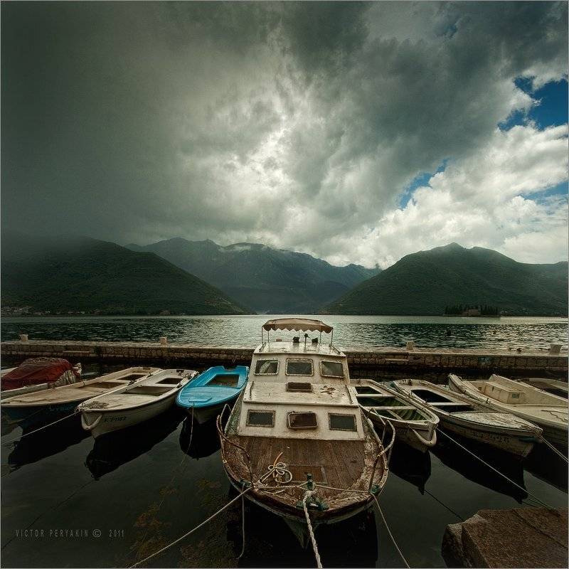 черногория, адриатика, залив, лодки, Виктор Перякин