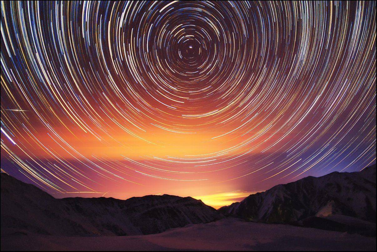 ночь, звезды, большое, алматинское, ущелье, startrails, Ольга Кулакова