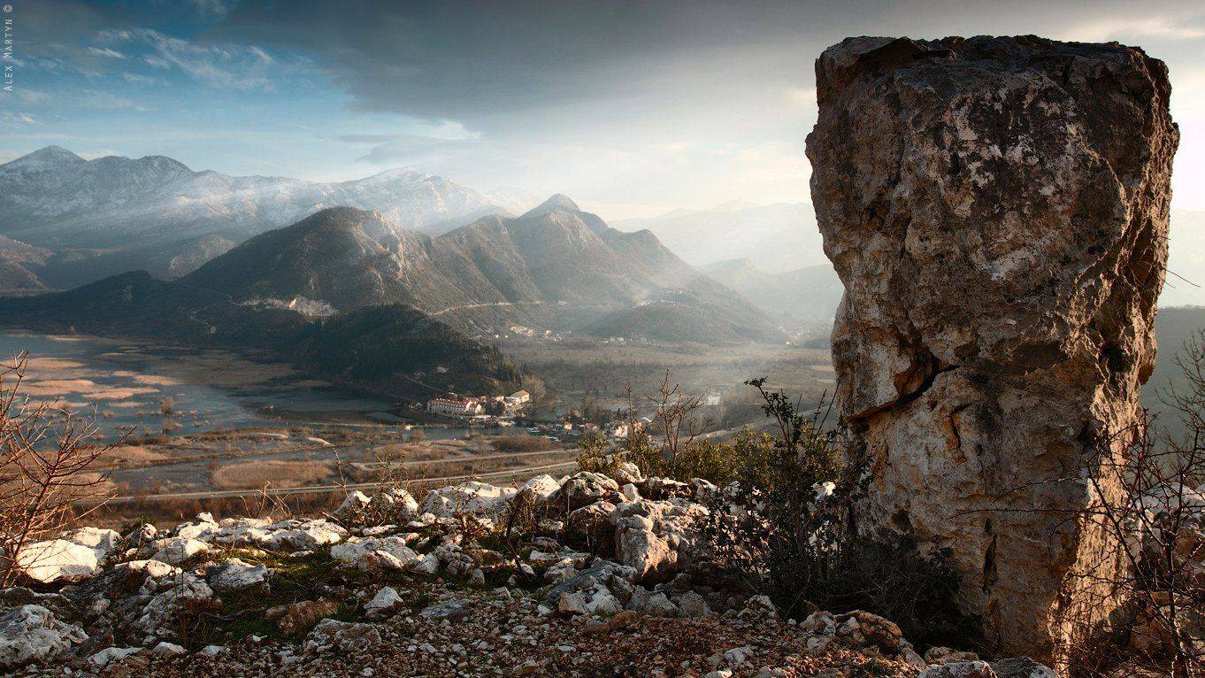 черногория, озеро, скадарское, закат, лучи, свет, камень, Alexander Martynov