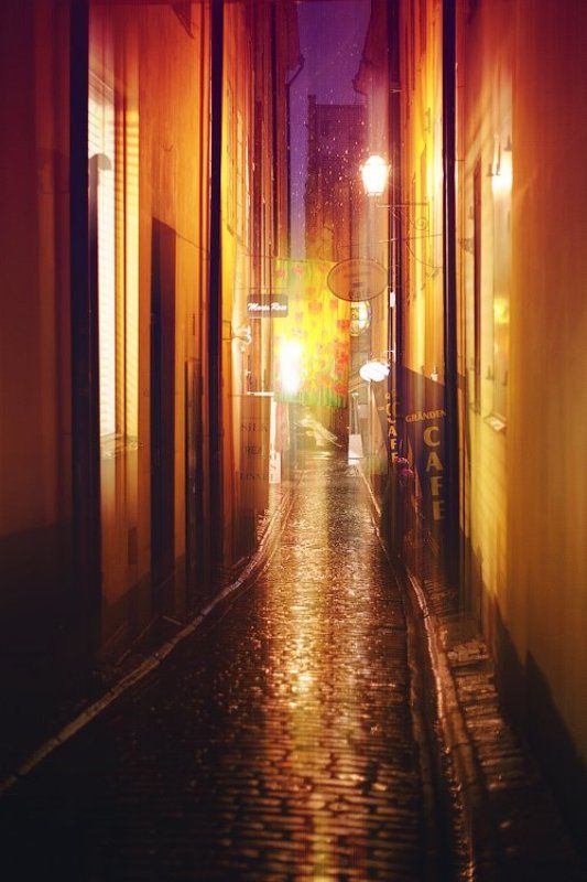 швеция, стокгольм, город, улица, ночь, снег, фонарь, дом, архитектура, свет, мостовая, dyadyavasya Первый снег в Стокгольме фото превью