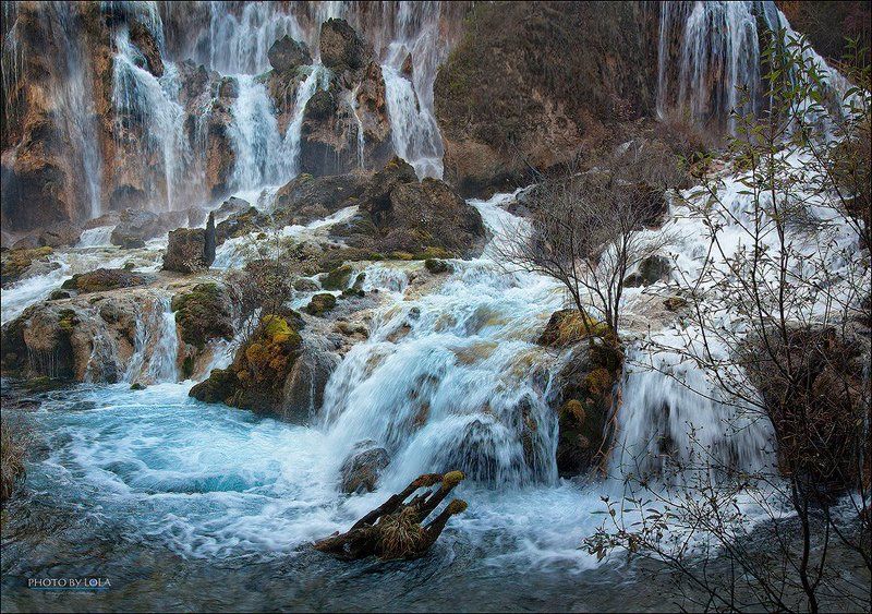 водопад, сычуань, китай Водопад Жемчужный фото превью