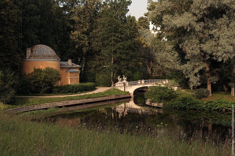 павловск, вечер. лето, парк, мостик, пруд, rpp, lf Этюд летним вечером в Павловске фото превью