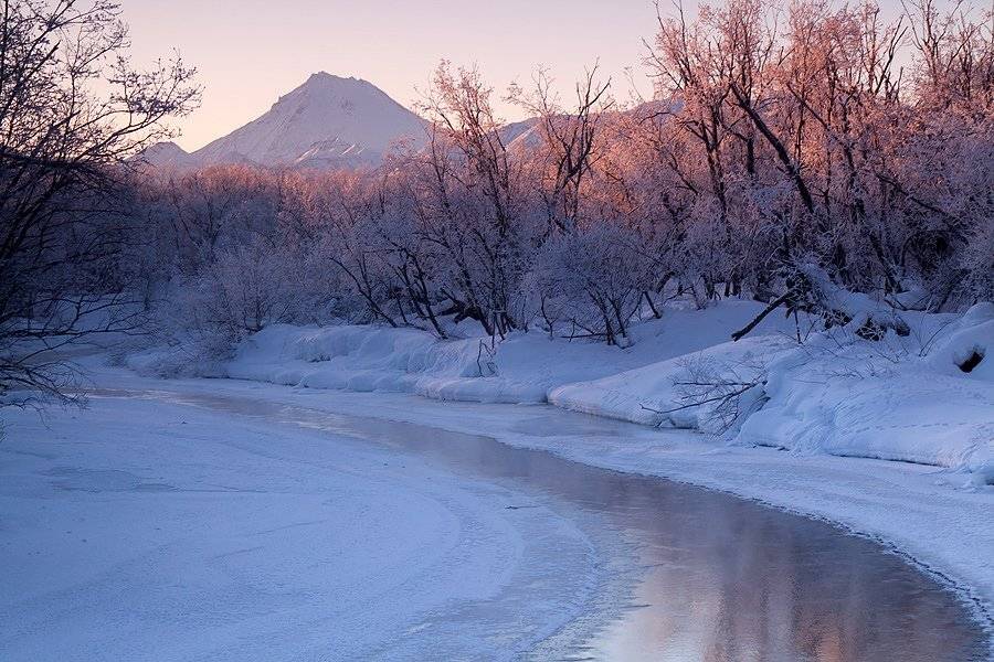 камчатка, вулкан, вилючинский, рассвет,  зима,, Денис Будьков