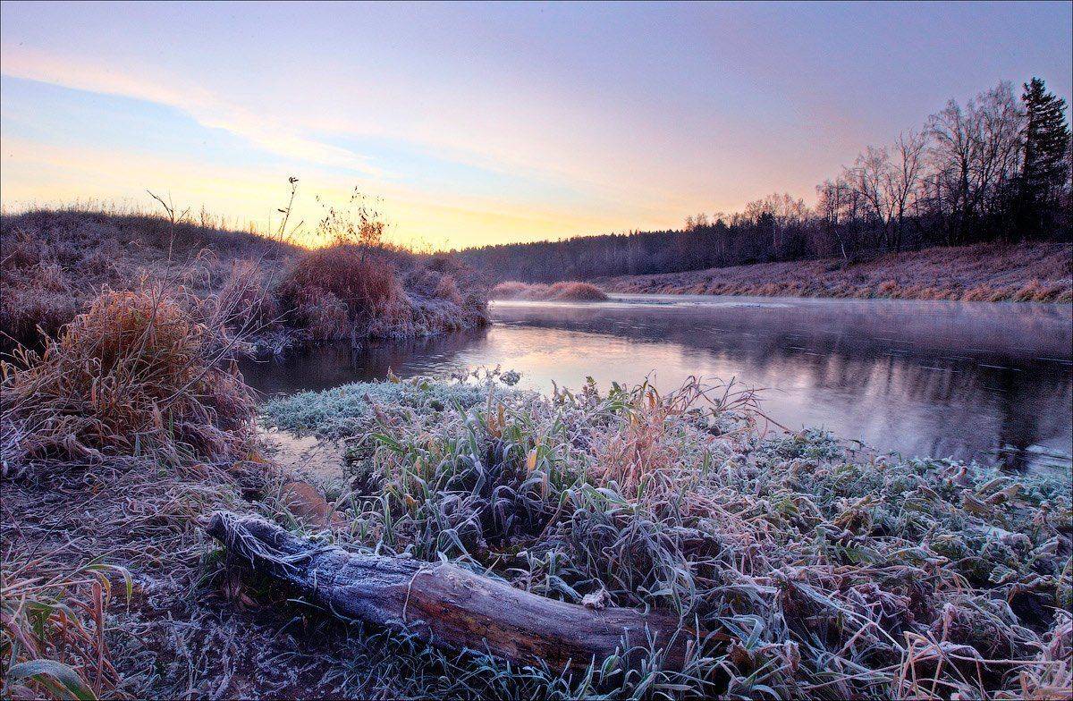 иней, утро, река, мороз, Сергей