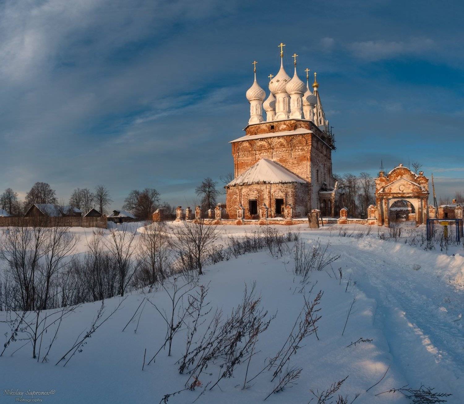 дунилово, ивановская область, рассвет, туман, покровский собор, храм, монастырь, шуйский район, зима, зимний пейзаж, утро, Николай Сапронов