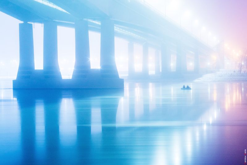 Ростов, мост, рыбалка, ночь, туман Ночная рыбалка фото превью