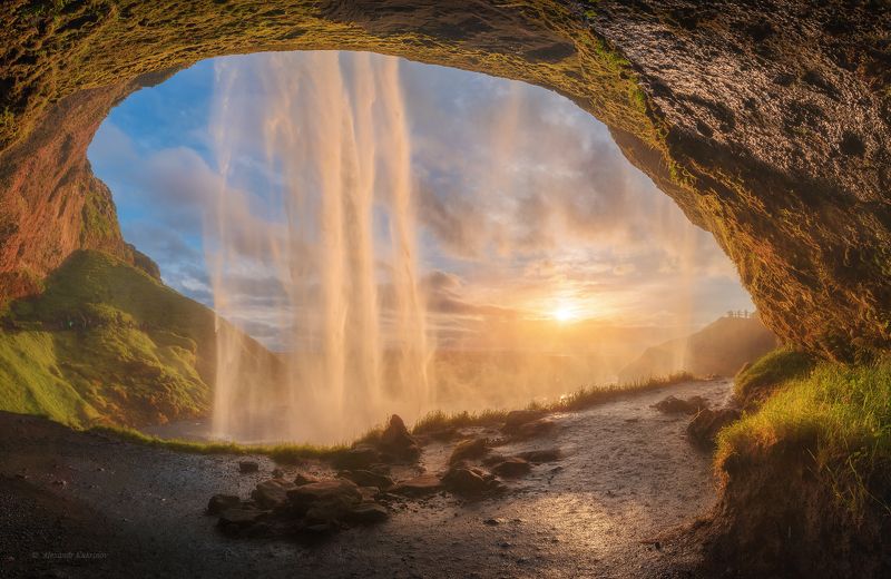 пейзаж, исландия, seljalandsfoss, island Золотой Сельяландсфосс... фото превью