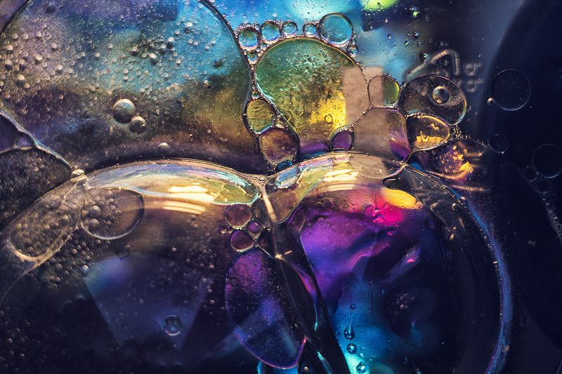 макро, макрофотография, макросъёмка, капли, масло, цвета  фото превью