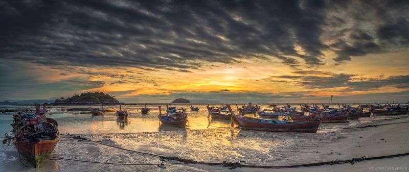 пейзаж, природа, облака, путешествия, travel, wildlife, nature, sky, clouds, landscape, море, океан, sea, ocean, thai Отлив на рассвете фото превью