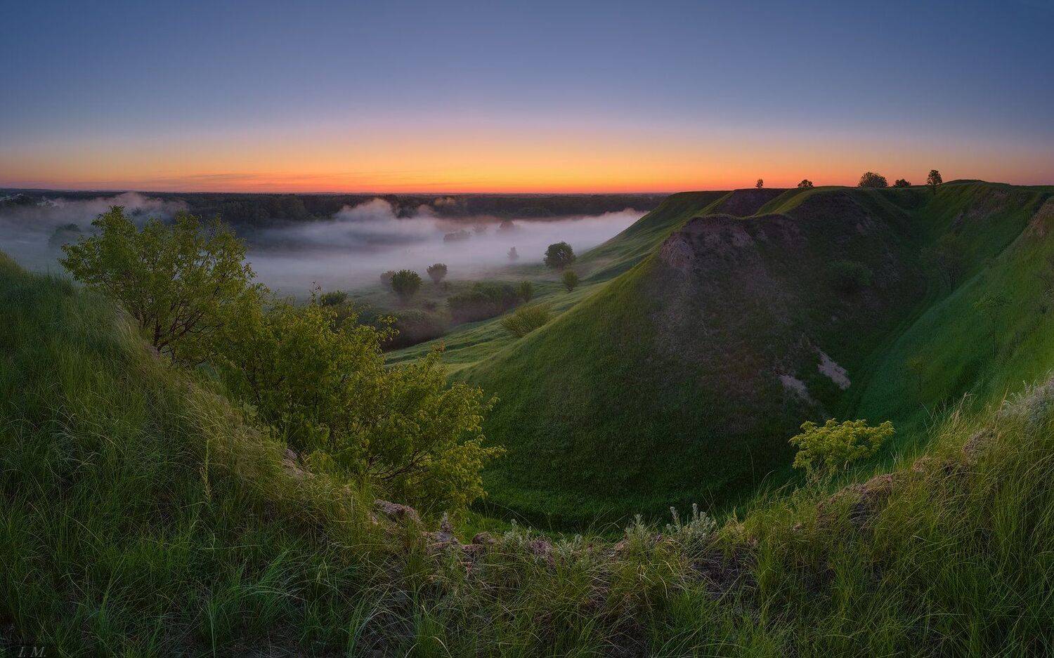 сумерки, туман, тишина, предрассвет, лето, утро, панорама, долина реки, холмы, пейзаж, fog, twilight, dawn, silence, morning, summer, sky, trees, cold, colors, green, landscape, countryside, valley, river, psel, panorama, hills, nature, ukraine, Ivan Maljarenko 