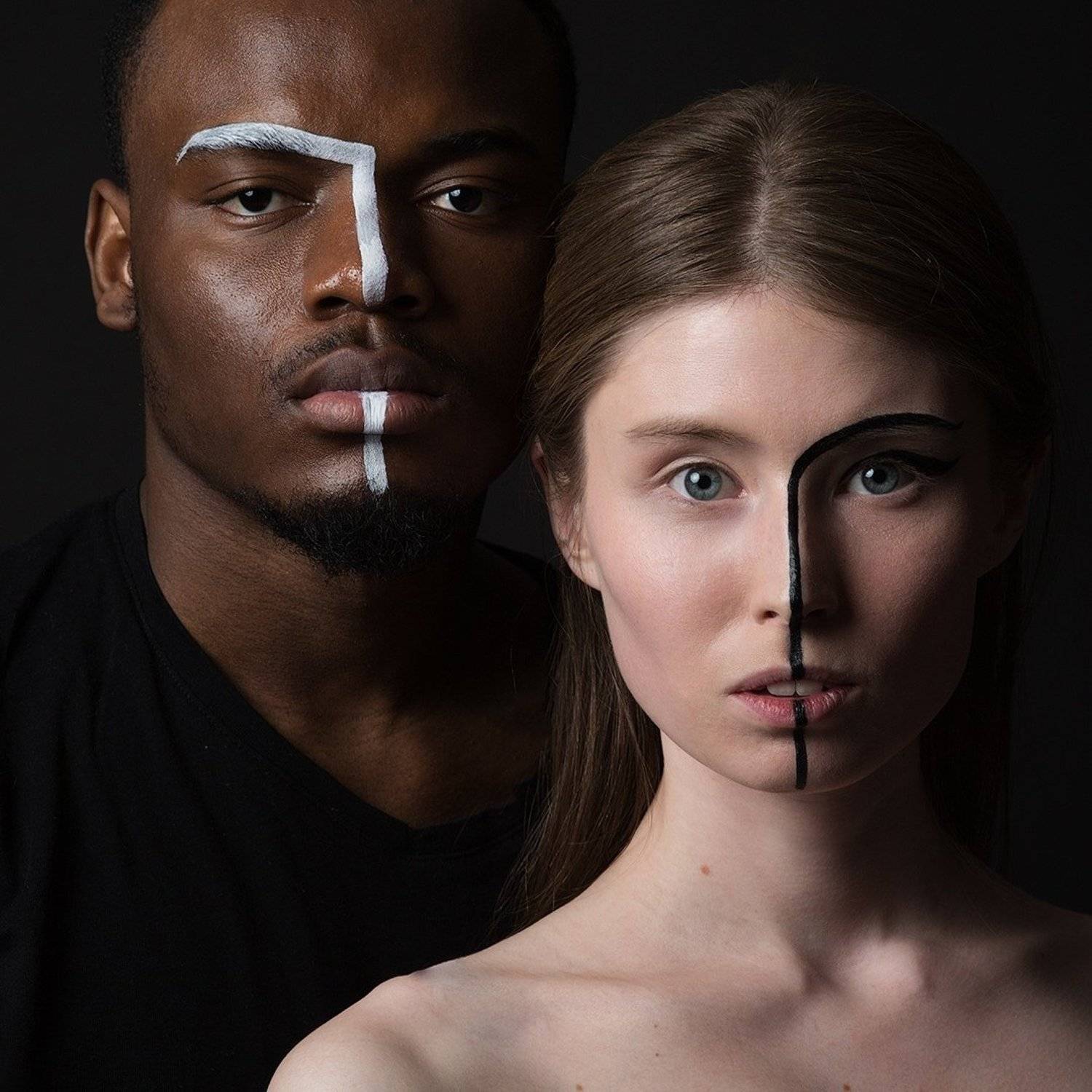 черное и белое, чб, темный и светлая, пара, фэшн , Дарья Комарова