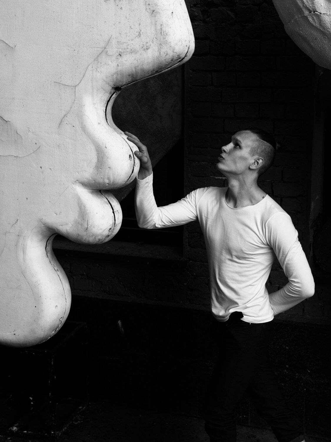 Portrait, Man, Searching, Black and white, Woman, Lips, Myth, Monochrome, Elena Beregatnova