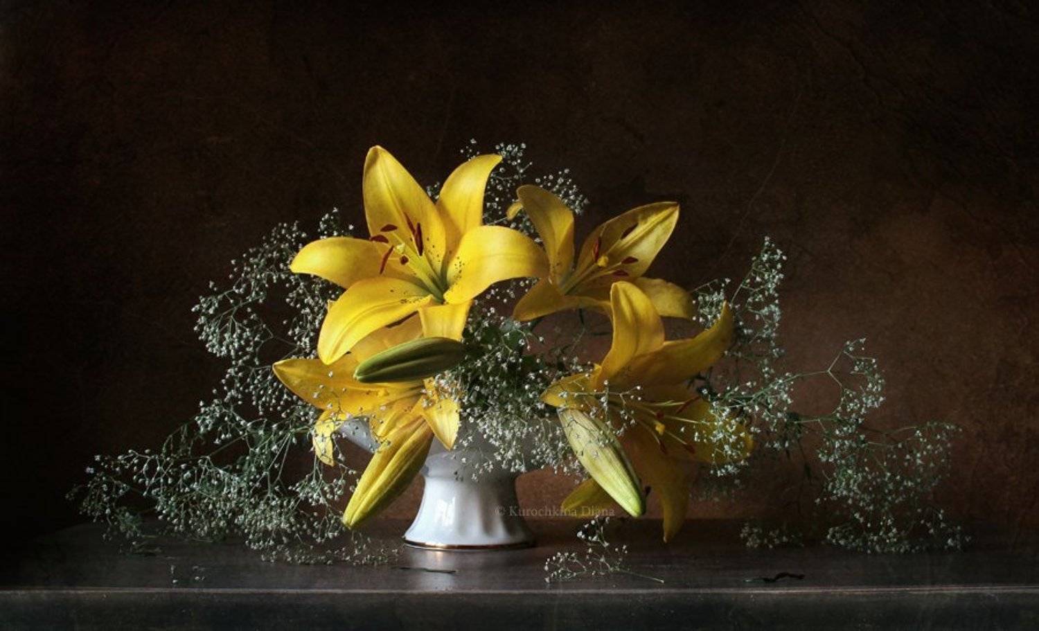 натюрморт, цветы, лилия, желтая лилия, Курочкина Диана