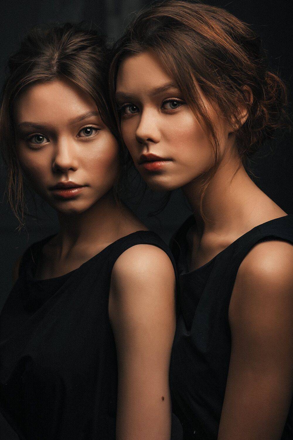 близняшки, девушки, девушка, портрет, близнецы, Максим Лобиков