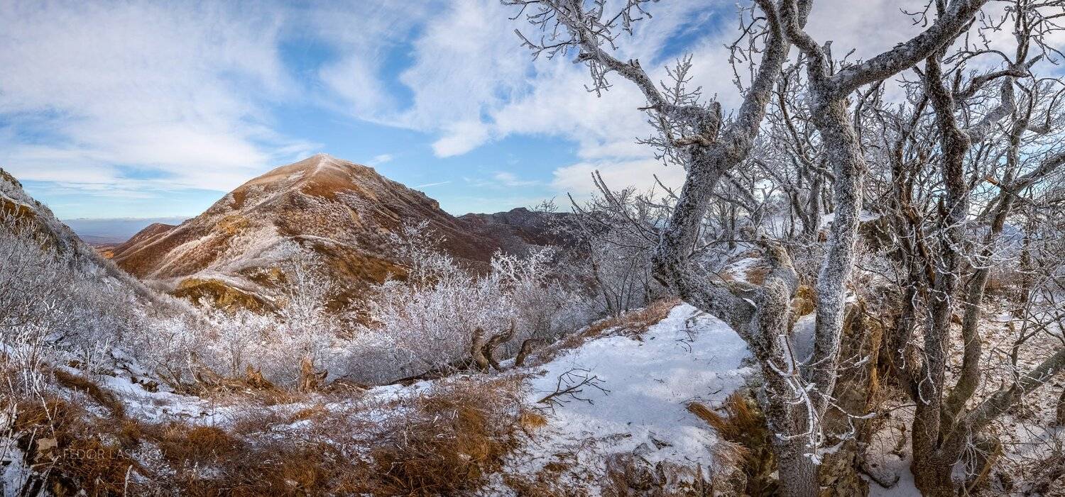 ставропольский край, фотоальбом, ставрополье, зима, иней, гора, бештау, два брата, дуб, лес, вершина, снег, бештаугорский, облака,, Лашков Фёдор