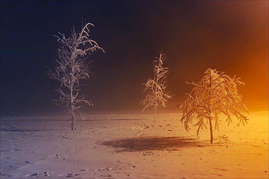 туман, ночь, мороз, зима, Роман Быков