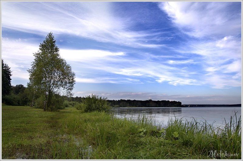 екатеринбург, озеро, шарташ, голубое, небо, облака, дерево, трава, вода Шарташ фото превью