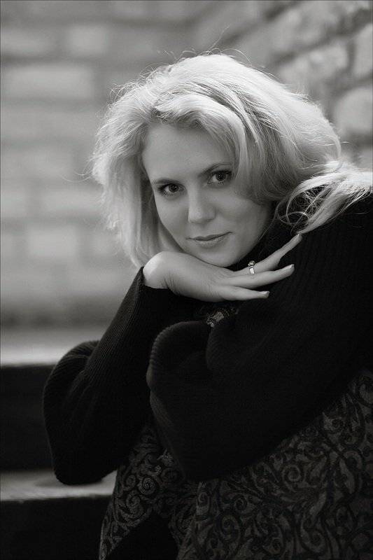 девушка, портрет, черно-белый, Роман Быков