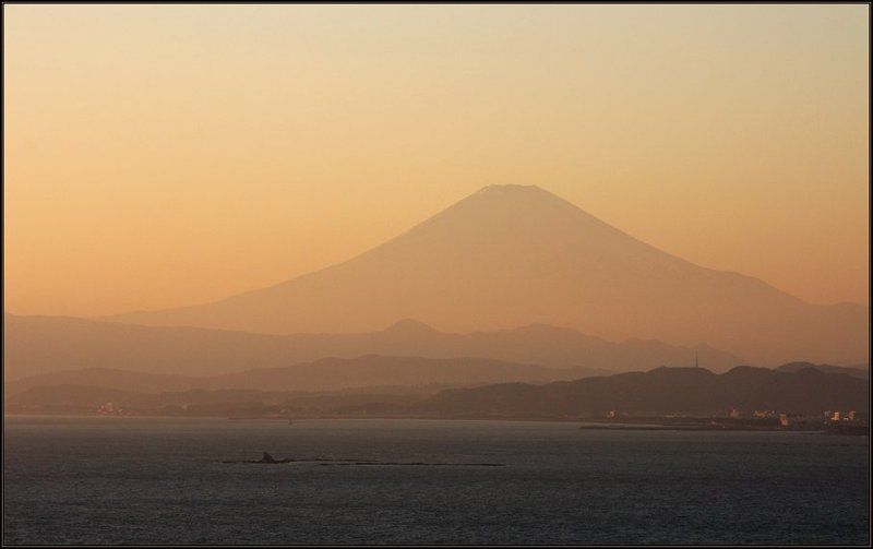 фудзи, япония, камакура, fuji, закат, горы, море \